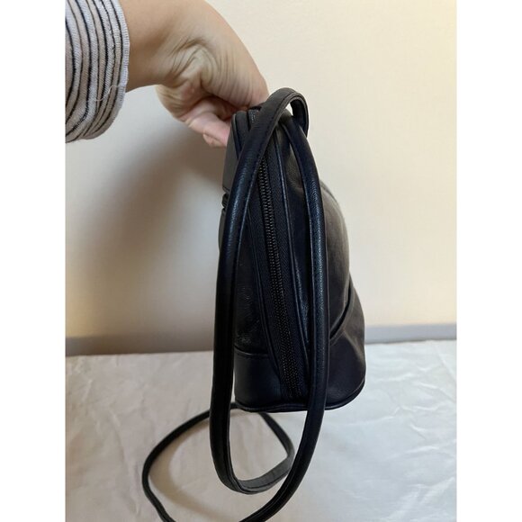 Vintage 90s CB Collections Deep Navy Blue Leather Crossbody Bag - Picture 9 of 12